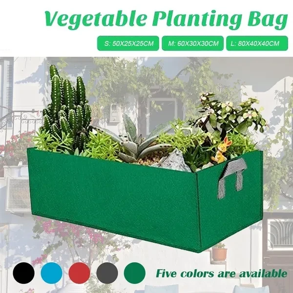 Raised Plant Bed Garden Flower Planter Elevated Vegetable Box Planting Grow Bag Fabric Garden Bed Rectangle Breathable Planting Container Grow Bag Planter Pot