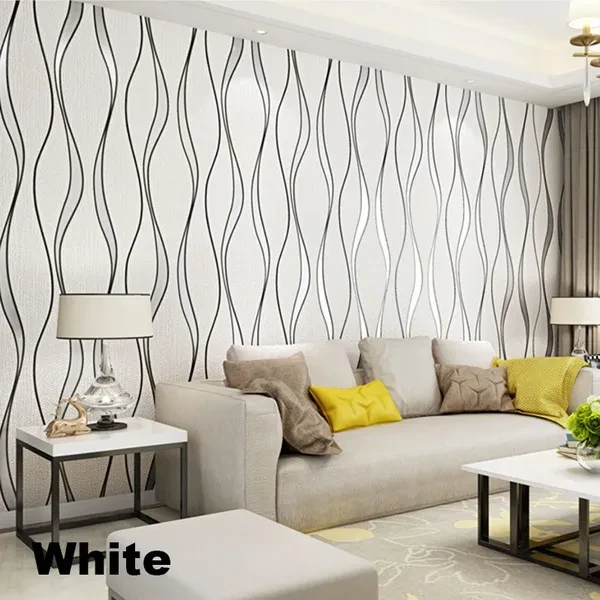 Modern Abstract Wavy Vertical Stripes Wallpaper Roll Bedroom Living Room Wall Decor