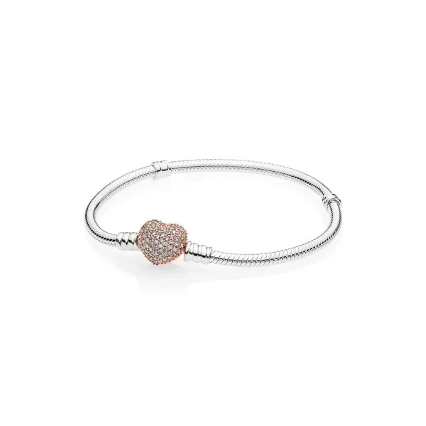 Pandora 586292CZ Rose Heart Clip Moments Silver Bracelet 21 cm
