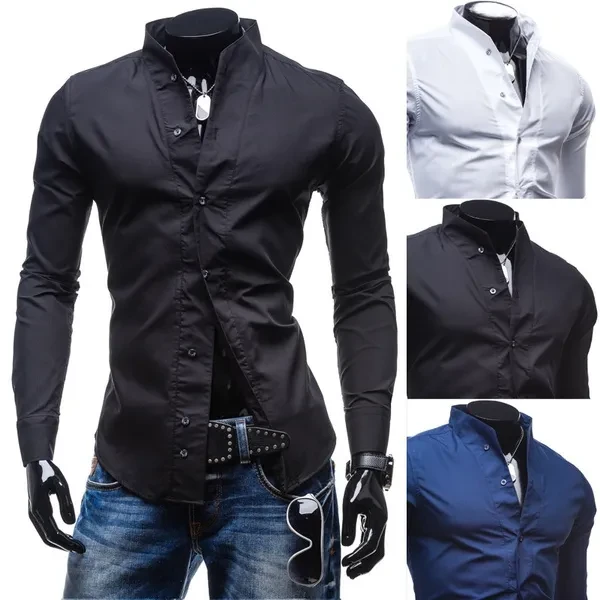New Men's Fashion Slim Long Sleeve Shirt