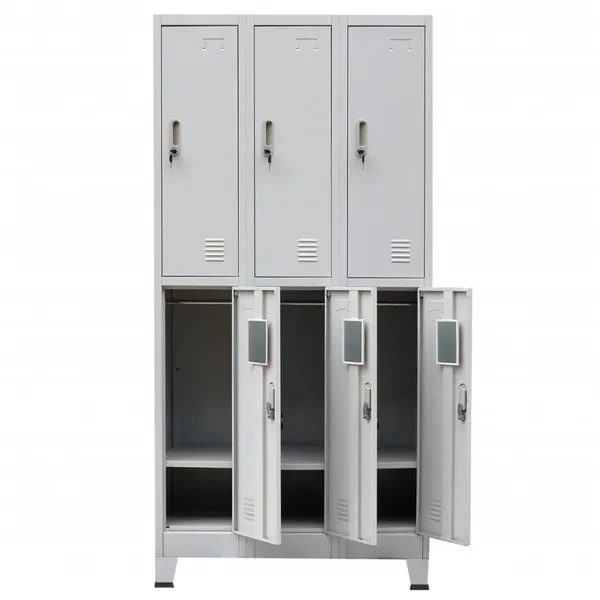 Locker Cabinet with 6 Compartments Steel 90x45x180 cm Grey Schließfachschrank lockerkast armoire de casier