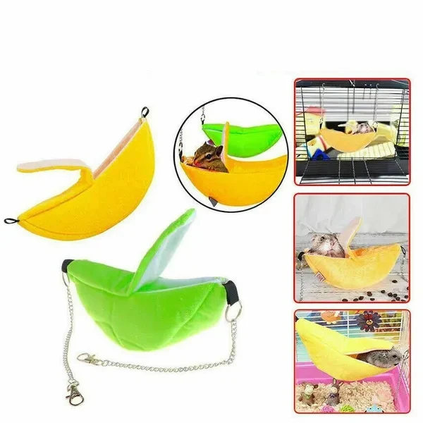 1/2 PCS Hamster Banana Shaped Hammock Warm Squirrel Hedgehog Small Pet Gerbil Rat Mouse Hanging House Cage Nest w/ Chain