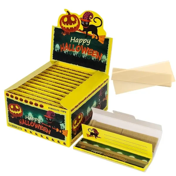 total 792 leaves + 792 tips Kingsize brown smoke rolling chips with Tips natural gum slow burn unbleached brown 1 box of 24 booklets Hallowmas gifts happy halloween