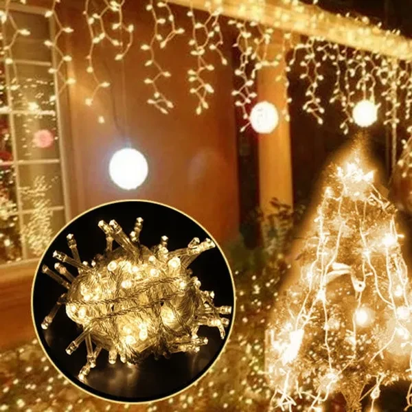 10M Waterproof Outdoor Christmas Light Droop 100200 Led Curtain Icicle String Lights Garden Mall Eaves Decorative Lights