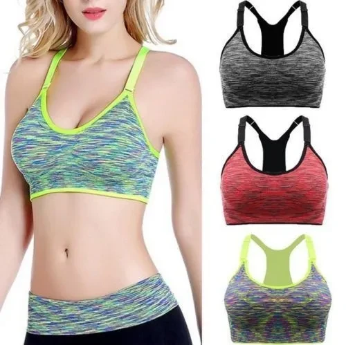 Women's Sports Bra Wirefree Yoga Bras Tank Top Seamless Shakeproof High Intensity Push Up Racerback Padded