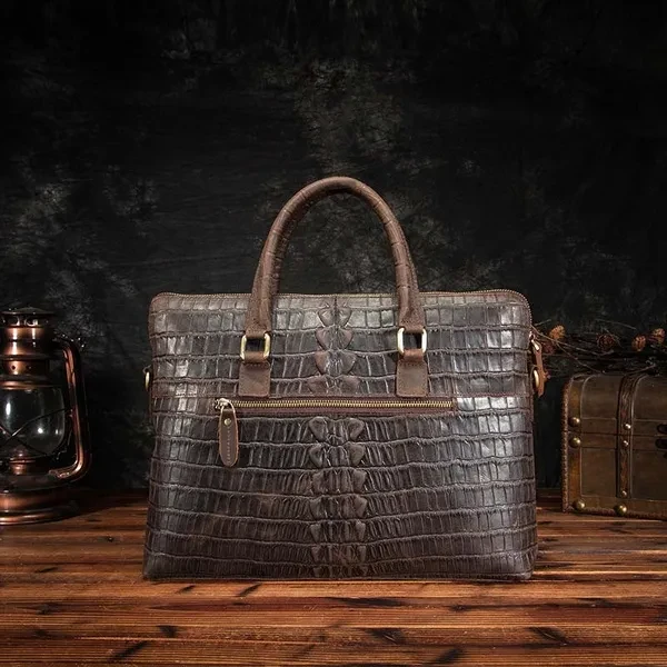 Mens genuine leather briefcase Attache Portfolio Sling Messenger Shoulder Tote 15.6 Laptop Bag