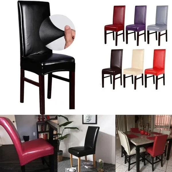 2/4/6PCS Stretch PU Leather Meeting Chair Home Chair Wedding Banquet Chair Cover Dining Chair Slipcovers