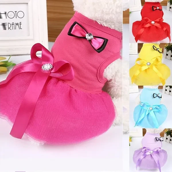 Sweety Princess Dog Dress Teddy Puppy Wedding Dresses For Small Medium Dogs Pet Accessories（6 Colors）