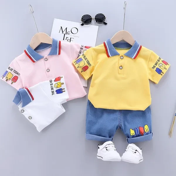 Children Boys Clothing Sets T-shirts + Shorts Outfits Summer Fashion Kids Baby Clothes