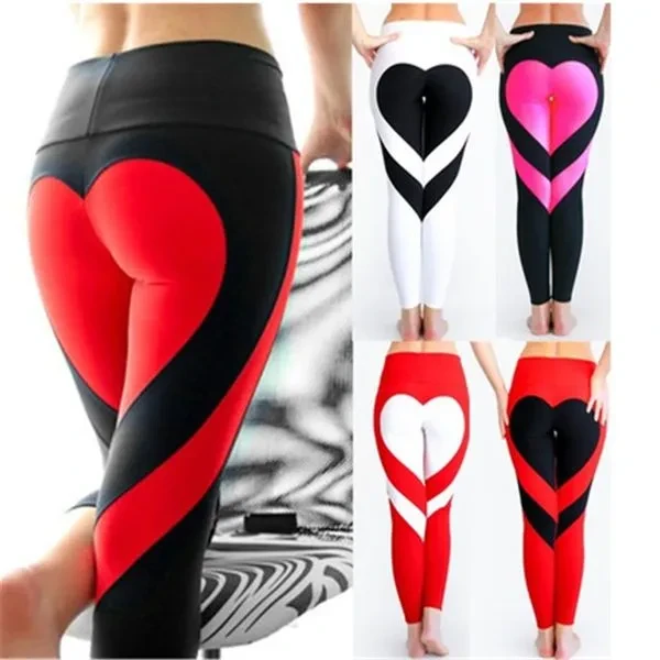 Women Special Design Love Yoga Leggings Heart Booty Pants Running Tights Crop Workout Pants