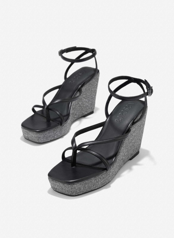 Wedge Heel Sandals - PLA 0447 - Black
