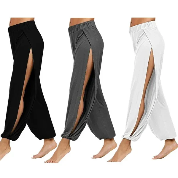 Women's Yoga Harem Pants Side Slit Joggers Active Workout Sweatpants Beaches Coverup Pants HAI
