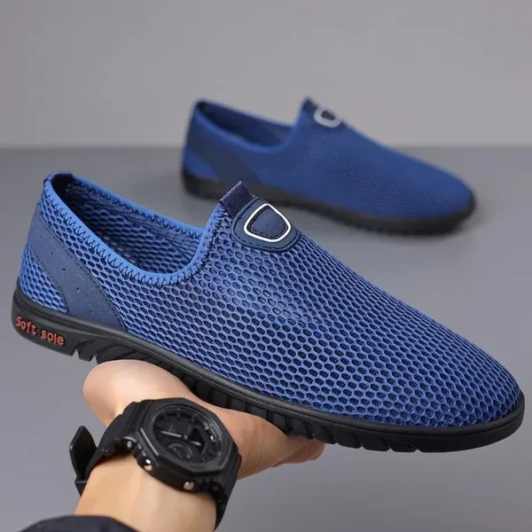 New Design Summer Loafers for Men Breathable Mesh Slip on Shoes Driving Flats Casual Moccasins for Men Comfy Male Loafers
