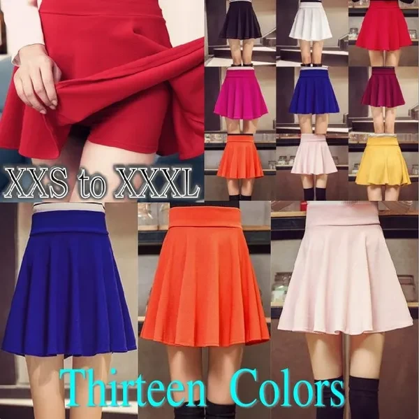 2017 Women Skirt Sexy Keep Warm Fall Winter Skirts Plus Size High Waist Short Skirt Black Red Skater Skirt For Women