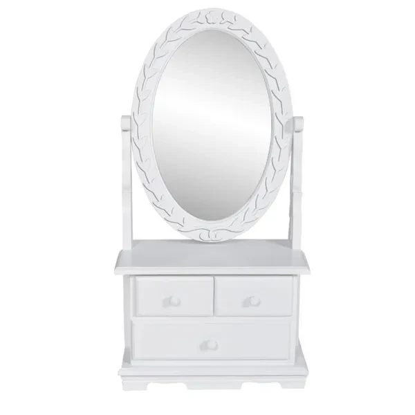 Vanity Makeup Table with Oval Swing Mirror MDF Schminktisch Kaptafel Coiffeuse