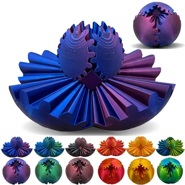 Gear Ball 3D Printed Fidget Toys Spin Ball or Cube Stress Relief Desk Toy Anxiety Relax Activity For Adults Kids Gift