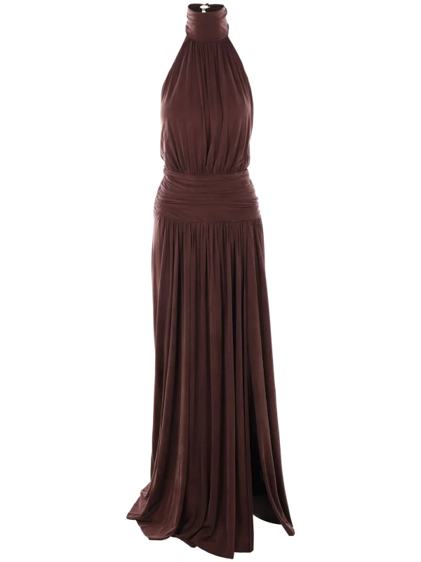 Elisabetta Franchi jewelled bow jersey maxi dress