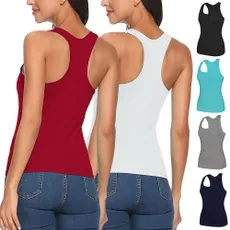 Women's Racerback Tank Top with Built-in Shelf Bra Stretch Workout Sport Cami Yoga Exercise Running Camisole Shirt Summer Top Vest