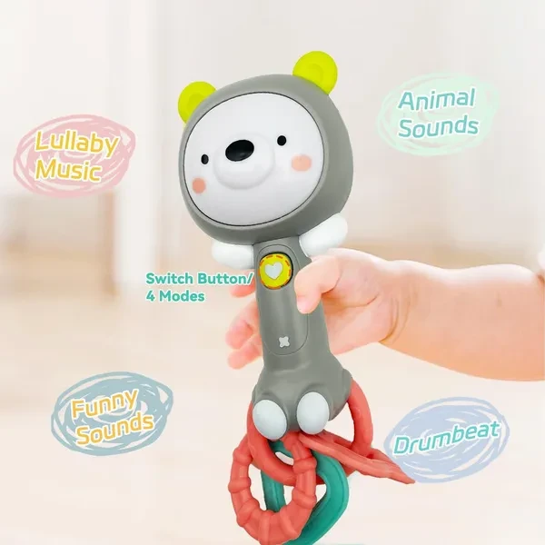 Baby Music Rattle, Teething Toys for Infants 6-12-18 Months Toddlers, Light-Up & Chew Sensory Toys for Baby Boy Girl Gifts Christmas, Easter, Birthday Gifts
