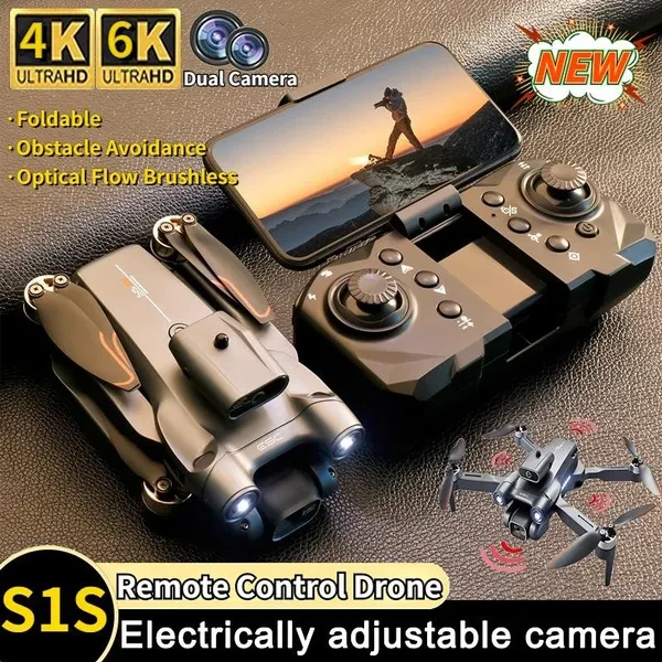 New S1S Remote Control Drone 46K HD Dual Camera Obstacle Avoidance WIFI FPV Optical Flow Brushless RC Dron Foldable Quadcopter 3KM Four-axis Aircraft