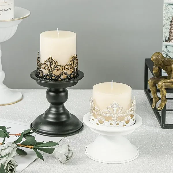 2pcs Vintage Aromatherapy Candle Holder Iron Dining Table Decoration Wedding Photography Props Candlestick